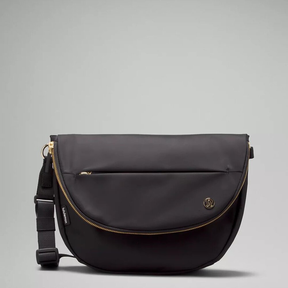 lululemon athletica Black Crossbody Bag with Gold Accents